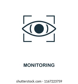 Monitoring icon. Monochrome style design from internet security collection. UI. Pixel perfect simple pictogram monitoring icon. Web design, apps, software, print usage.