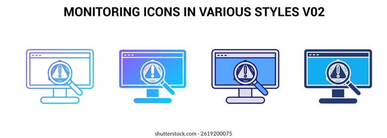 Ícone de monitoramento representado pelo símbolo de monitoramento de estilo Azul, Gradiente, Dualtone, Preenchimento.