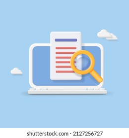 Monitoring Icon. Search In Inernet Web Net, Monitor Laptop And Magnifire Glass. Searching Concept.