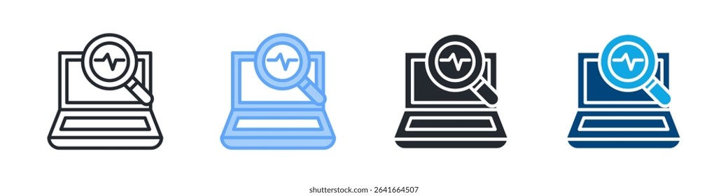 Monitoring Icon Set Multiple Style. Design In Outline, Blue, Glyph, Dualtone