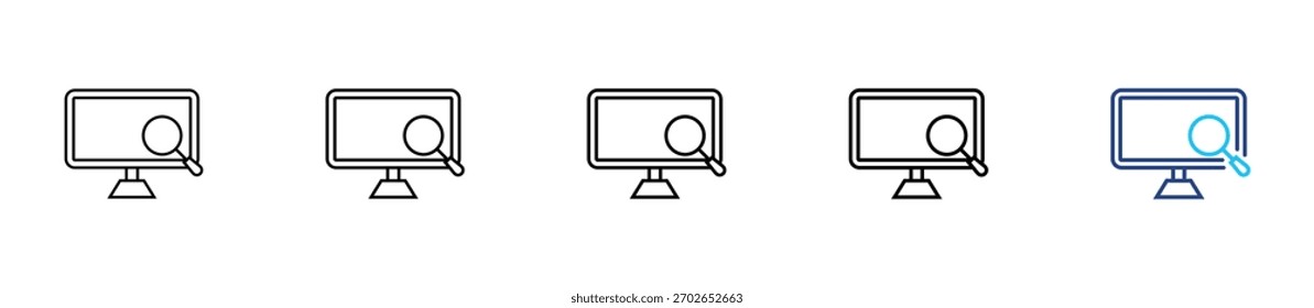 Concepto de Ilustración vectorial multiestilo de contorno de conjunto de iconos de monitoreo