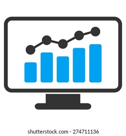 Monitoring icon. This isolated flat symbol uses modern corporation light blue and gray colors.
