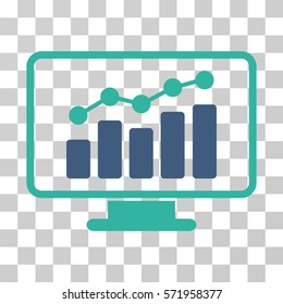Monitoring icon. Vector illustration style is flat iconic bicolor symbol, cobalt and cyan colors, transparent background. Designed for web and software interfaces.