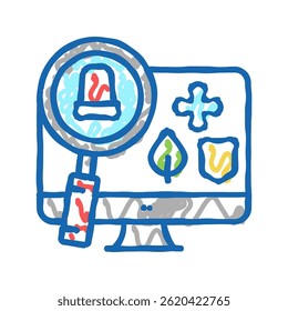 monitoramento e recuperação de informações ícone de doodle esboçar vetor. monitoramento e informações recuperar sinal. símbolo isolado ilustração