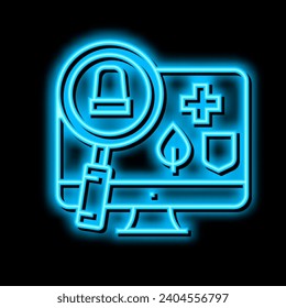 monitoring and information retrieval neon light sign vector. monitoring and information retrieval illustration