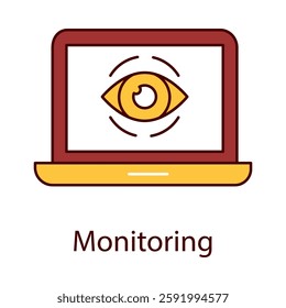 Monitoring – Laptop with Eye Representing Surveillance and Tracking
