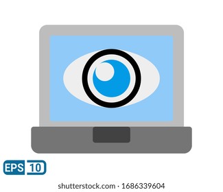 Überwachung des Laptop-Stils Symbol auf weißem Hintergrund. EPS10