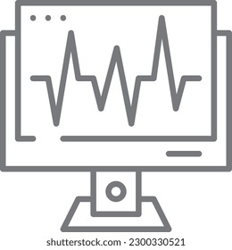 Monitoring Marketing icon with black outline style. technology, computer, internet, web, screen, data, digital. Vector illustration