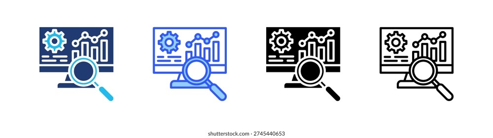 Monitoring Multi Style Icon Set Vector