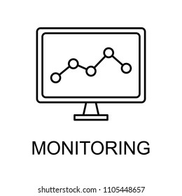 monitoring outline icon. Element of data protection icon with name for mobile concept and web apps. Thin line monitoring icon can be used for web and mobile on white background