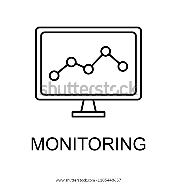 monitoring outline icon.
Element of data protection icon with name for mobile concept and
web apps. Thin line monitoring icon can be used for web and mobile
on white background