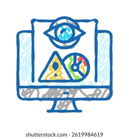 Vector de boceto de icono de doodle de monitoreo. señal de riesgo de monitoreo. ilustración de símbolo aislado