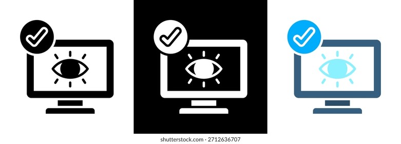 Bildschirmsymbol-Set Glyphe-Vektorgrafik überwachen