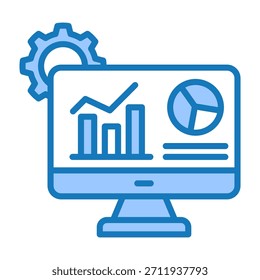 Icono de Software de Monitoreo Azul Dualtone Diseño Ilustración vectorial