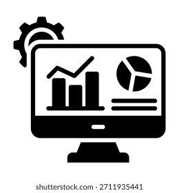 Icono de software de monitoreo Ilustración vectorial de diseño de glifos