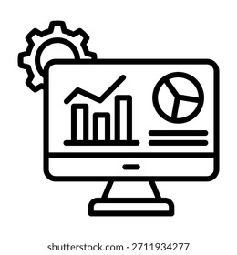 Ilustración vectorial de diseño de línea de iconos de software de monitoreo