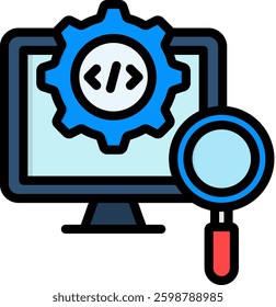 Monitoring Software Icon Lineal Color Vector Illustration