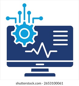 Sistema de monitoreo Flat Blue Icon Ilustración vectorial