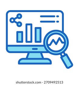 Monitoring System Icon Blue Color Style Vector Illustration