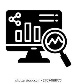 Ilustración vectorial de estilo de glifo de icono de sistema de monitoreo