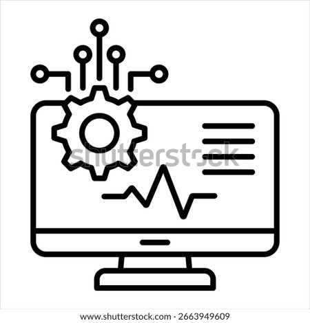 Monitoring System Outline Icon Vector Illustration