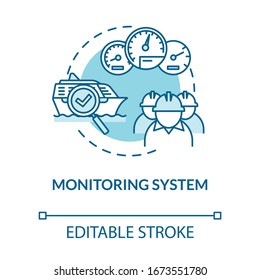 Monitoring system turquoise concept icon. Boat machinery offshore maintenance. Ship crew work idea thin line illustration. Vector isolated outline RGB color drawing. Editable stroke