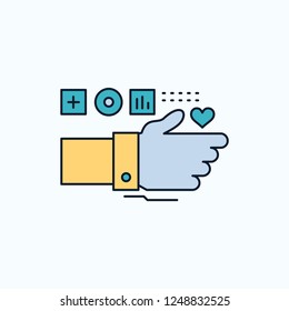 Monitoring, Technology, Fitness, Heart, Pulse Flat Icon. green and Yellow sign and symbols for website and Mobile appliation. vector illustration