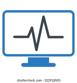 Monitoring vector icon. Style is bicolor flat symbol, smooth blue colors, rounded angles, white background.