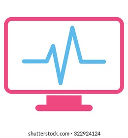 Monitoring vector icon. Style is bicolor flat symbol, pink and blue colors, rounded angles, white background.