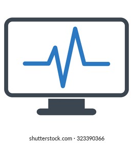 Monitoring vector icon. Style is bicolor flat symbol, smooth blue colors, rounded angles, white background.