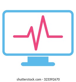 Monitoring vector icon. Style is bicolor flat symbol, pink and blue colors, rounded angles, white background.