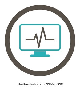Monitoring vector icon. Style is bicolor flat rounded symbol, grey and cyan colors, rounded angles, white background.