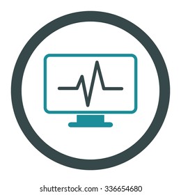Monitoring vector icon. Style is bicolor flat rounded symbol, soft blue colors, rounded angles, white background.