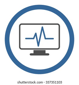 Monitoring vector icon. Style is bicolor flat rounded symbol, cobalt and gray colors, rounded angles, white background.