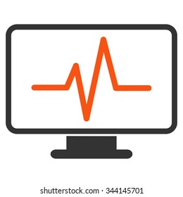 Monitoring vector icon. Style is bicolor flat symbol, orange and gray colors, rounded angles, white background.