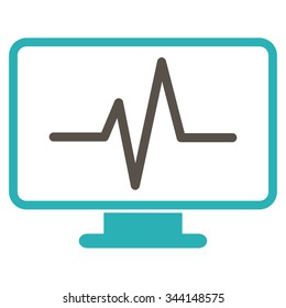 Monitoring vector icon. Style is bicolor flat symbol, grey and cyan colors, rounded angles, white background.