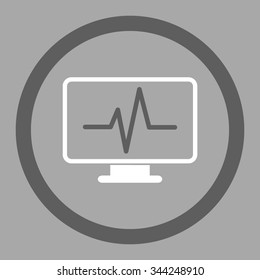 Monitoring vector icon. Style is bicolor flat rounded symbol, dark gray and white colors, rounded angles, silver background.