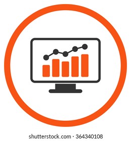 Monitoring vector icon. Style is bicolor flat circled symbol, orange and gray colors, rounded angles, white background.
