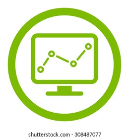 Monitoring vector icon. This flat rounded symbol uses eco green color and isolated on a white background.