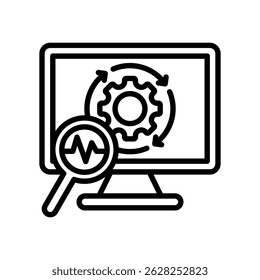 Monitoring Vector Lineal Icon On White Background.
