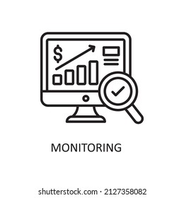 Überwachen von Vektorgrafik-Outline-Symboldesign-Illustration. Fintech-Symbol auf weißem Hintergrund - EPS10-Datei