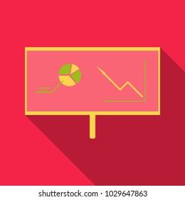Monitors in abstract concept with information analytics and charts in flat style with shadow.