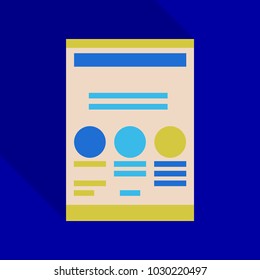 Monitors in abstract concept with information analytics in flat style with shadow.