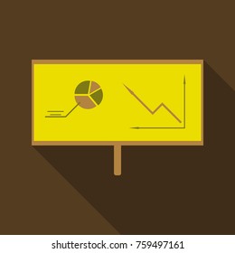 Monitors in abstract concept with information analytics and charts in flat style with shadow.