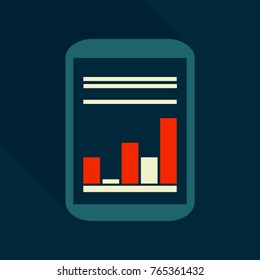 Monitors in abstract concept with information analytics in flat style with shadow.