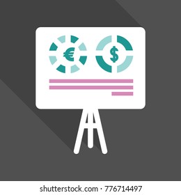 Monitors in abstract concept with information analytics in flat style with shadow.