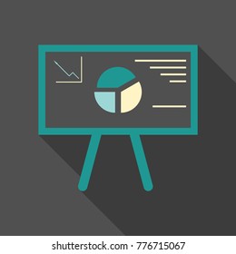 Monitors in abstract concept with information analytics in flat style with shadow.