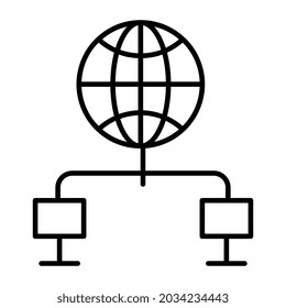 Monitors connected with globe, icon of global devices
