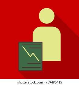 Monitors and man in abstract concept with information analytics in flat style with shadow.