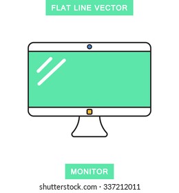 Monitor,screen, flat, line,linear style icon,element for web design,apps,business